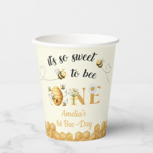 It's So Sweet To Bee 1st Birthday Pappbecher (Vorderseite)