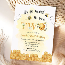 It's So Sweet To Bee 2nd Birthday Invitation Einladung