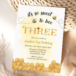It's So Sweet To Bee 3rd Birthday Invitation Einladung
