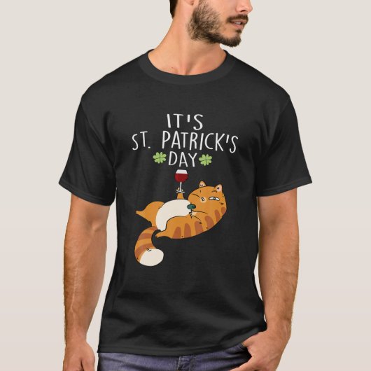 It's St Patrick's Day Funny Cat Face Saint Patrick T-Shirt (Vorderseite)