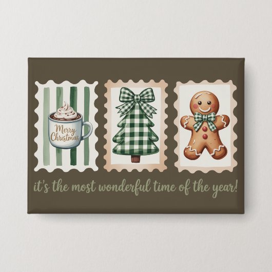 It's The Most Wonderful Time Christmas Gingerbread Button (Vorderseite)