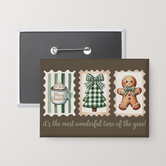 It's The Most Wonderful Time Christmas Gingerbread Button (Vorderseite/Rückseite)