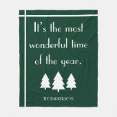 It's The Most Wonderful Time Dark Green Holiday Fleecedecke (Vorderseite)