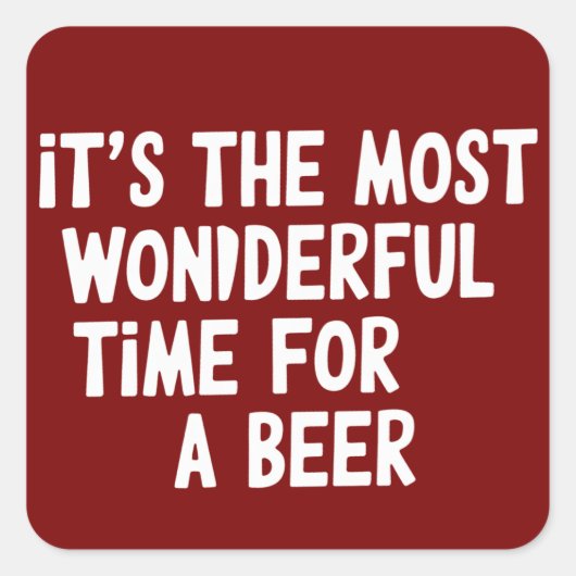 It's The Most Wonderful Time For A Beer Christmas Quadratischer Aufkleber (Vorderseite)