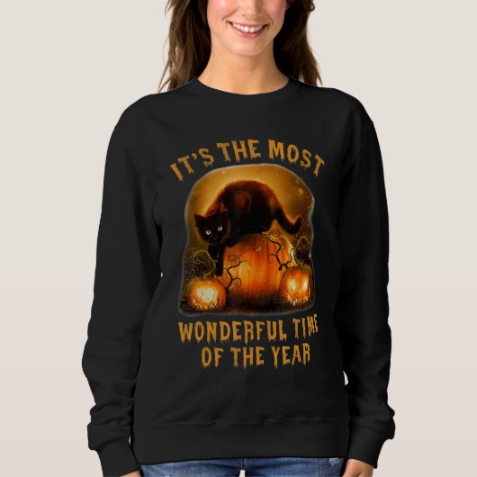 It's The Most Wonderful Time Of The Year Black Cat Sweatshirt (Vorderseite)