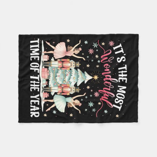 It's The Most Wonderful Time Of The Year Nutcracke Fleecedecke (Vorderseite (Horizontal))