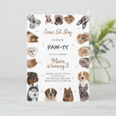 It's Time to Paw-ty Party Animals Kids Birthday Einladung (Stehend Vorderseite)