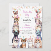 It's Time to Paw-ty Party Animals Kids Birthday Einladung (Vorderseite)