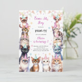 It's Time to Paw-ty Party Animals Kids Birthday Einladung (Stehend Vorderseite)