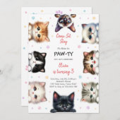 It's Time to Paw-ty Party Animals Kids Birthday Einladung (Vorne/Hinten)