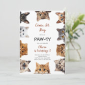 It's Time to Paw-ty Party Animals Kids Birthday Einladung (Stehend Vorderseite)
