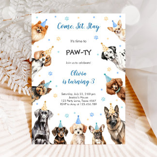 It's Time to Paw-ty Party Animals Kids Birthday Einladung