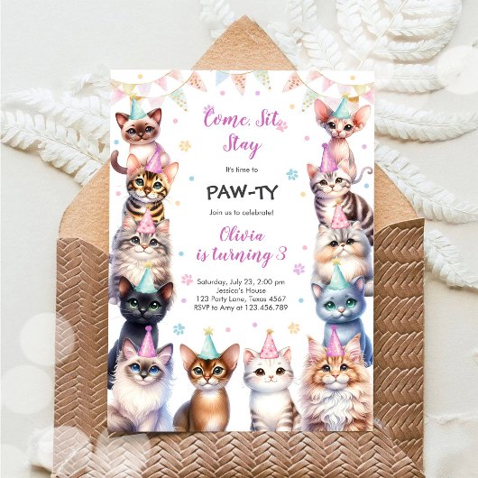 It's Time to Paw-ty Party Animals Kids Birthday Einladung