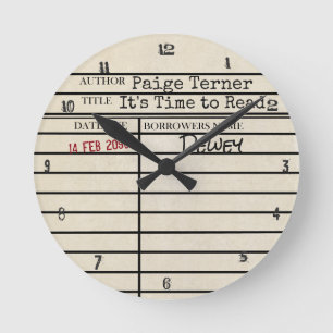 "It's Time to Read" Library Due Date Card Clock Runde Wanduhr