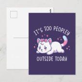 It's Too Peopley Outside Today - Kawaii Sad Cat Postkarte (Vorne/Hinten)