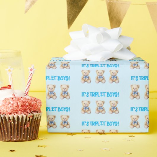 It's Triplet Boys!, Baby Triplets Gift Wrap, Blue Geschenkpapier (Geburtstagsparty)