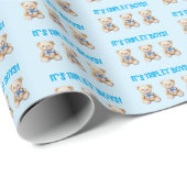 It's Triplet Boys!, Baby Triplets Gift Wrap, Blue Geschenkpapier (Rolleneckpunkt)