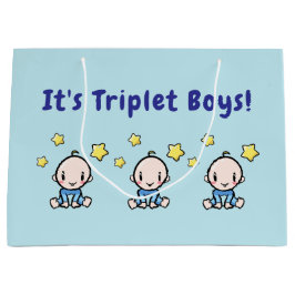 It's Triplet Boys!, Triplet Babies Gift Wrap, Große Geschenktüte