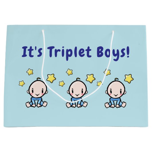 It's Triplet Boys!, Triplet Babies Gift Wrap, Große Geschenktüte (Vorderseite)