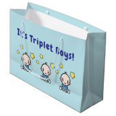 It's Triplet Boys!, Triplet Babies Gift Wrap, Große Geschenktüte (Vorderseite Schrägansicht)