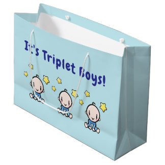 It's Triplet Boys!, Triplet Babies Gift Wrap, Große Geschenktüte