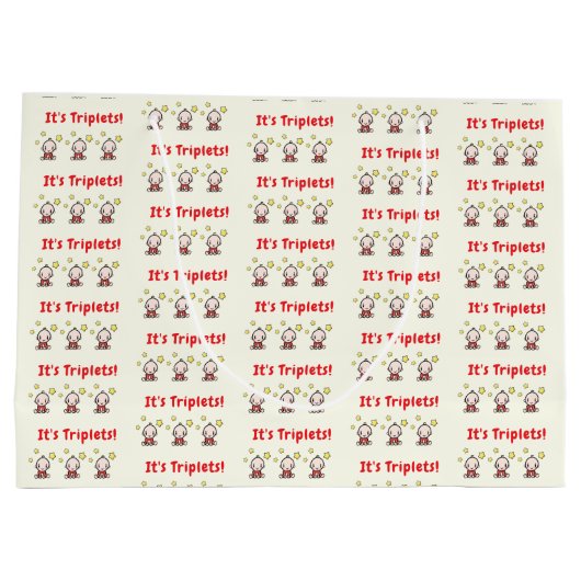 It's Triplets!, Triplet Babies Gift Wrap, Neutral Große Geschenktüte (Rückseite)