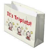 It's Triplets!, Triplet Babies Gift Wrap, Neutral Große Geschenktüte (Vorderseite Schrägansicht)