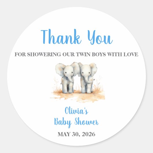 It's twin Boys Baby Shower Stickers (Vorderseite)