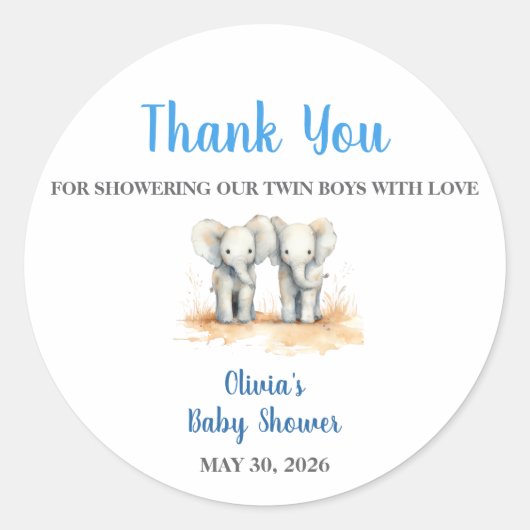 It's twin Boys Baby Shower Stickers (Vorderseite)