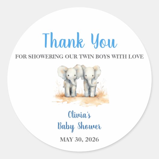 It's twin Boys Baby Shower Stickers (Vorderseite)