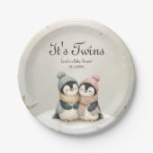 Its Twins penguin Winter Wonderland Baby Shower Pappteller (Vorderseite)