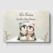 Its Twins Winter Wonderland Penguin Baby Shower Gästebuch (Vorderseite)