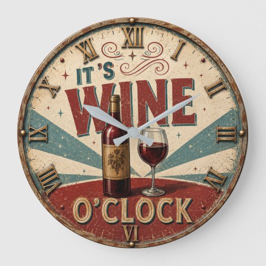 It's Wine O'Clock Große Wanduhr (Vorderseite)