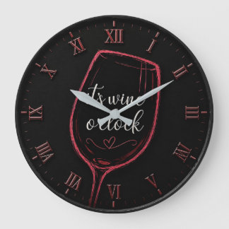 It's Wine O'Clock Modern Minimalist Große Wanduhr