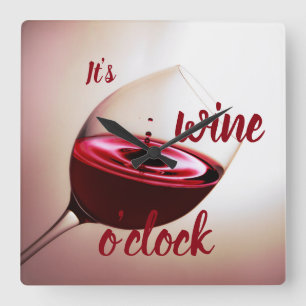 It's wine o'clock quadratische wanduhr