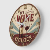 It's Wine O'Clock Rustic Home Bar Große Wanduhr (Winkel)