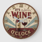 It's Wine O'Clock Rustic Home Bar Große Wanduhr (Vorderseite)