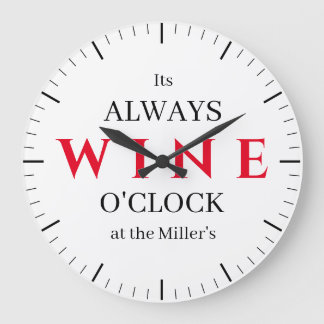 It's Wine O'Clock Wall Clock | Funny Wine Bar  Große Wanduhr