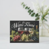 "It's Wine Time" Rustikale Halbpension Kunst Postkarte (Stehend Vorderseite)