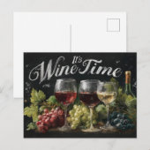 "It's Wine Time" Rustikale Halbpension Kunst Postkarte (Vorne/Hinten)