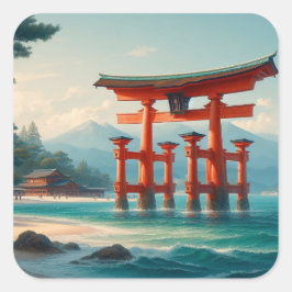 Itsukushima Torii, Itsukushima-Schrein, Miyajima Quadratischer Aufkleber