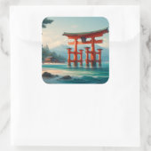Itsukushima Torii, Itsukushima-Schrein, Miyajima Quadratischer Aufkleber (Tasche)