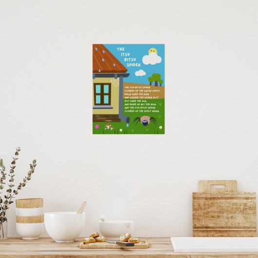 Itsy Bitsy Spider Nursery Rhyme Classroom Poster (Küche)
