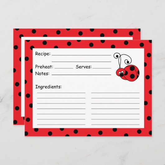 Itty Bitty Ladybug Red Recipe Card Postkarte (Vorne/Hinten)