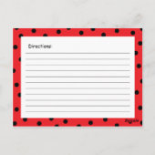 Itty Bitty Ladybug Red Recipe Card Postkarte (Rückseite)