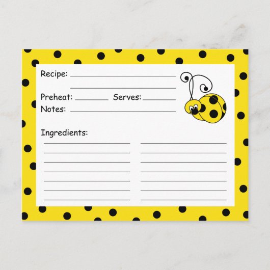 Itty Bitty Ladybug Yellow Recicard Postkarte (Vorderseite)
