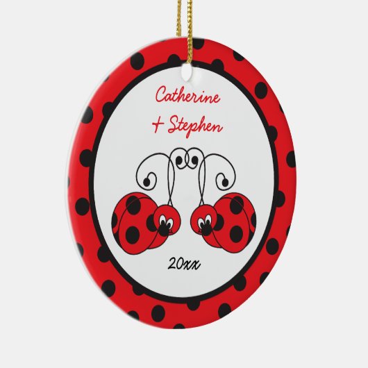 Itty Bitty Marienkäfer-Paar-Verzierung Keramik Ornament (Rechts)