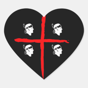 IV - Sardegna 4 Mori Black Herz-Aufkleber