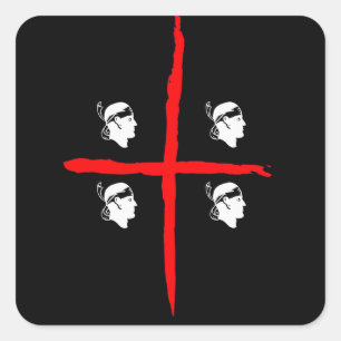 IV - Sardegna 4 Mori Black Quadratischer Aufkleber