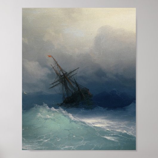 Ivan Aivazovsky - Schiff am Sturmsee Poster (Vorne)